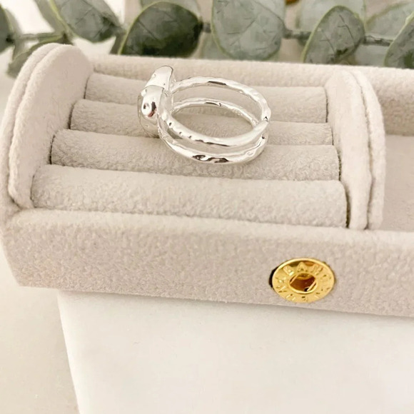 925 Sterling Silver Textured Foil Heart Ring Geometric Ring Silver Heart Ring - Picture 4 of 7